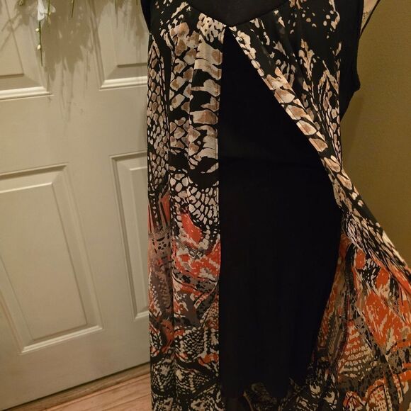 HI/LO PRINT DRESS W/ SHEATH UNDERNEATH - Picture 6 of 8